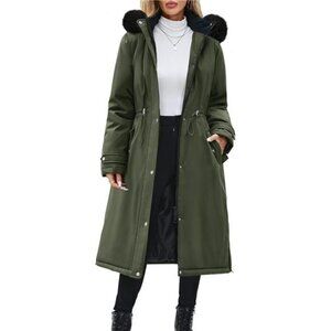Women's Long Winter Puffer Coat Faux Fur Jacket with Detachable Hood